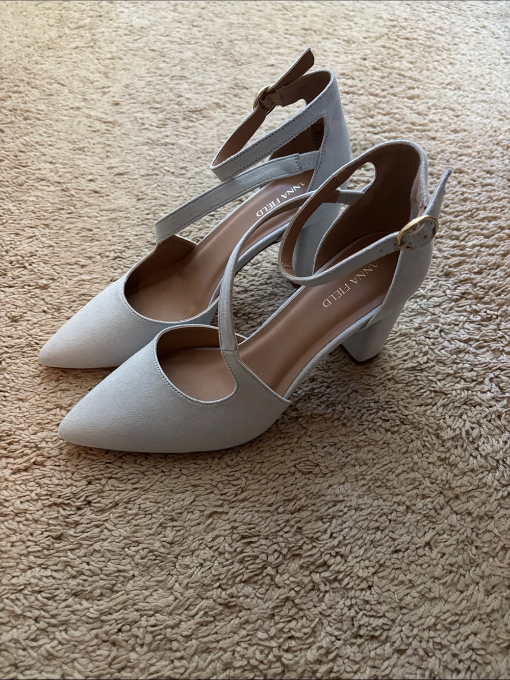 Light Blue Pointed-Toe Ankle-Strap Heels